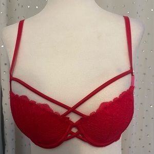 PINK brand red strapped lace push-up bra 32B